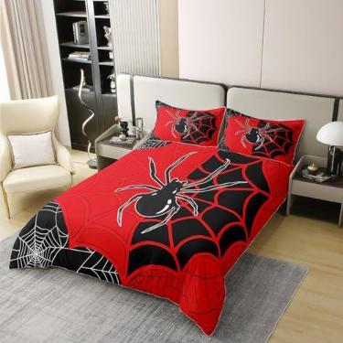 Imagem de Capa de edredom infantil de aranha preta, tamanho solteiro, 100% algodão, teia de aracnídeo, inseto, animais, meninos, meninas, mulheres, homem, conjunto de roupa de cama, feliz dia das bruxas