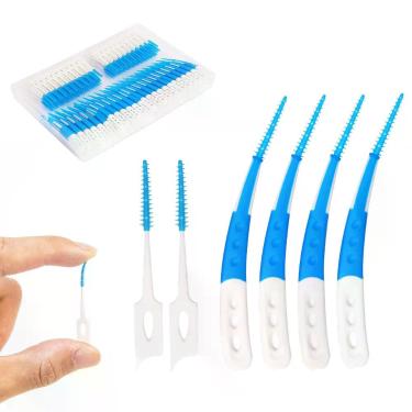 Imagem de Kit de 444 Peças ACSKD de Escovas Interdentais e Palitos Dentais Azul