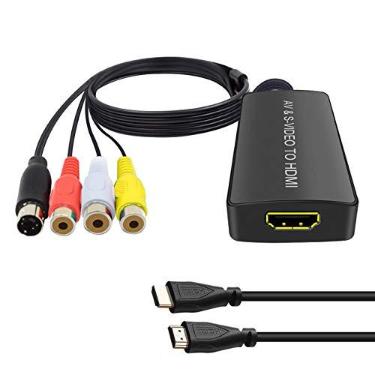 Imagem de Dingsun Conversor SVideo para HDMI 3RCA AV S-Video R/L adaptador conversor de áudio Vdieo suporta 1080P/720P compatível com WII U PS2/PS3 STB Xbox VHS VCR Blue-Ray DVD Players