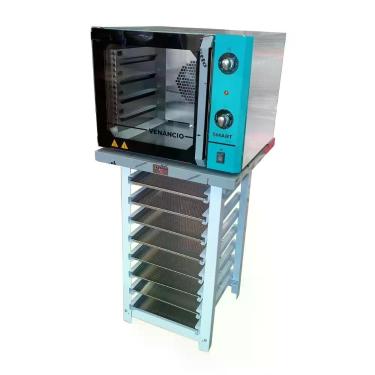 Imagem de Kit Forno Turbo Elétrico de Convecção Metalúrgica Venâncio FCSB4E Aço Inox 55L com Bancada e Assadeiras 220V