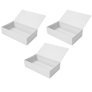 Imagem de Creative Hobbies® Caixa de papelão branca pronta para decorar com tampa articulada, 21 x 12 x 5 cm | Pacote com 3