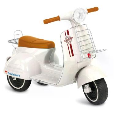 Imagem de Scooter Elétrica Infantil Banderetta 6V Estilo Retrô com Iluminação Real Off White Brinquedos Bandeirante