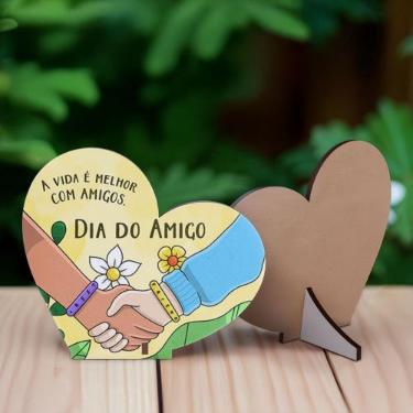 Imagem de Lembrancinha Especial Coração MDF Dia do Amigo  Kit com 50 unidades - 