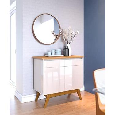 Imagem de Aparador Bancada Decoração Sala de Estar Buffet Balcão Jantar Armário Cantinho do Café Cozinha Retrô Classic 2 Portas (Offwhite/Nature)
