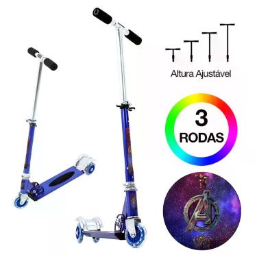 Imagem de Patinete Vingadores Infantil Meninos de Três Rodas Azul - DM Radical