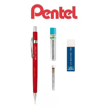 Imagem de Lapiseira Pentel Sharp 0,7mm Vermelha + Grafite + Borrachas