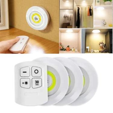 Imagem de Kit 3 Luminaria Lampada Led Spot Sem Fio Controle Remoto Teto Parede Armários