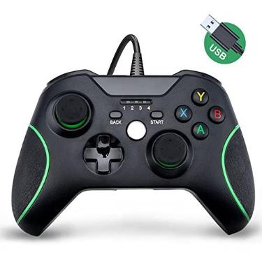 Imagem de Controle com fio para Xbox one, GENAI com dupla vibração Controlador de Jogos com fio Xbox One, Controlador de joystick USB, Gamepad com Macaco de 3,5mm fone para Xbox One/S/X/PC Windows 7/8/10