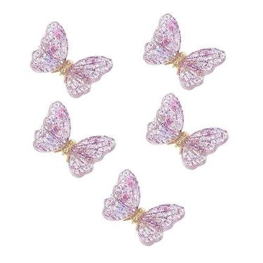 Imagem de minkissy 10 Pcs Acessórios Para Unhas Decalques De Unhas De Arco Diamante Acessórios Para Meninas Cristais Para Artesanato Decoração Roxo Resina Gravata Borboleta Suprimentos Para Unhas
