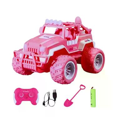 Imagem de Carrinho Controle Remoto Brinquedo Recarregável Jeep Rosa - Jeep - Ros