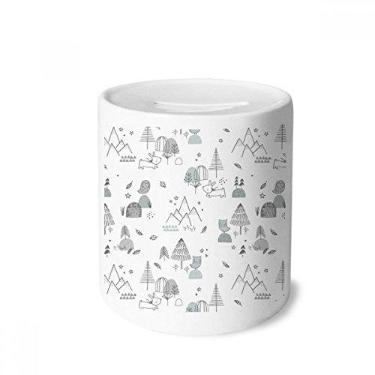 Imagem de DIYthinker Caixa de moedas de cerâmica com desenho de pássaro e estrela de grama e árvore de grama