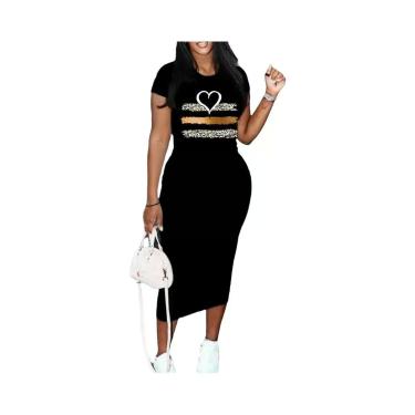 Imagem de Vestido Mini Estampado De Verão Para Mulheres, Manga Curta, Decote Em 