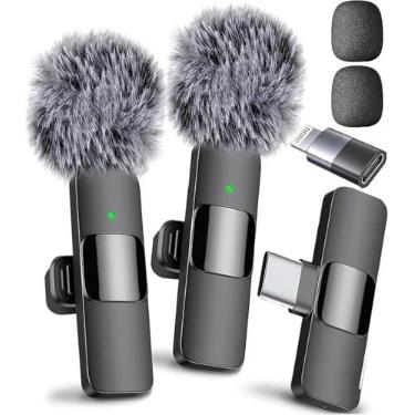 Imagem de Microfone sem fio Mini Mic Pro para iPhone, iPad, Android, microfone de lapela para gravação de vídeo, 2 unidades de microfones, gravação cristalina com USB-C para podcast, ASMR