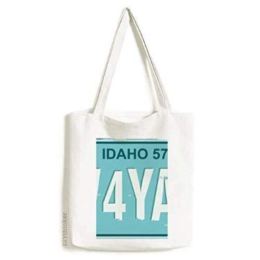 Imagem de Bolsa de lona com número de placa de carro americana EUA bolsa de compras casual bolsa de mão