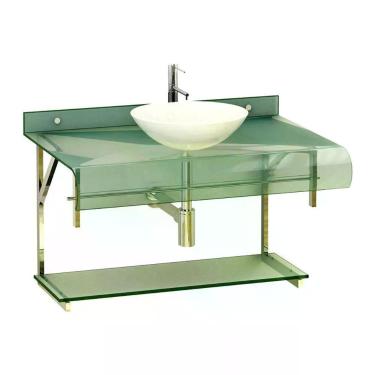 Imagem de Gabinete de Vidro Para Banheiro Com Cuba Redonda Vidro Verde