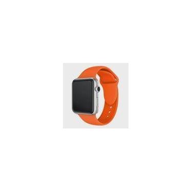 Imagem de Pulseira Silicone para Appl e Watch 44mm e 42mm - Laranja - Tamanho m/