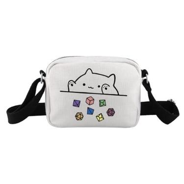 Imagem de TSOTMO Bolsa tiracolo Cat Throwing Dice DnD Dungeon Master Bag of Holding Zipper Pouch Gamer Dice, Wt-dragons Card Hb