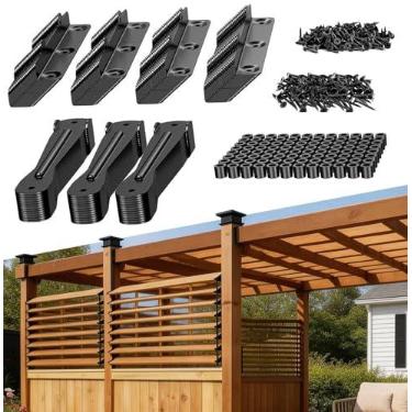 Imagem de Kit de ferragens de persiana - Suportes de sistema de persianas de deck para persianas ajustáveis ao ar livre e persianas de pérgola, perfeito para jardins, pátios e uso interno e externo