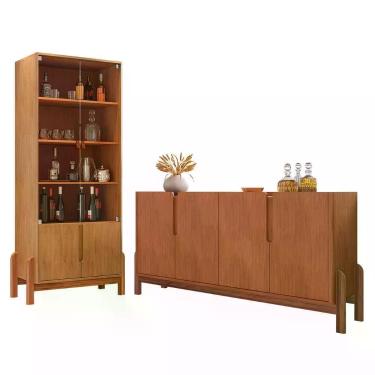 Imagem de Sala De Jantar Lizz Com Cristaleira E Buffet Aparador 4 Portas Cedro - Casa D Cedro