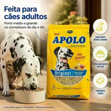 Imagem de Ração para Cães Adultos Apolo Original Carne e Cereais Médio e Grande 20kg 1 Unidade