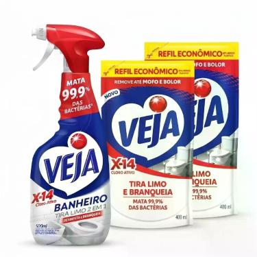 Imagem de Kit Veja X-14 - 1 Frasco Spray 500ml + 2 Refis Sachê 400ml