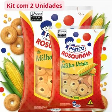 Imagem de Kit com 02 Biscoitos Rosquinha Milho Verde Panco 500g Crocante Doce La