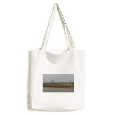 Imagem de Bolsa de lona para fotografia de casa com cenário de outono bolsa de compras casual