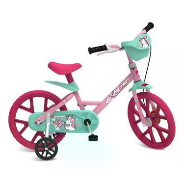 Imagem de Bicicleta Infantil Aro 14 Unicórnio Cestinha Bandeirante Cor Rosa 14