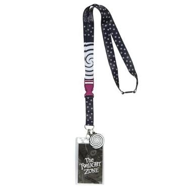 Imagem de Porta-crachá de identificação Twilight Zone com cartão de logotipo e pingente de borracha espiral hipnótica de 5 cm