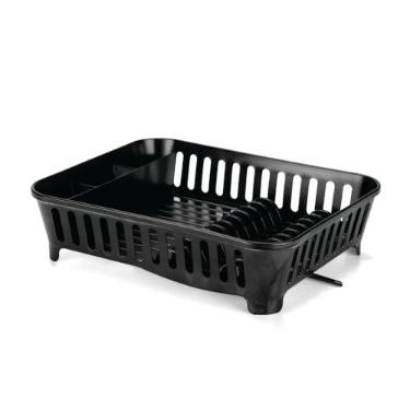 Imagem de Escorredor de Louça com Bica Arthi | Design Clean e Funcional | Escoamento Direto para a Pia | Otimiza Espaço | Plástico Resistente | Cor Preto | Praticidade na Cozinha | Acomoda Toda a Louça