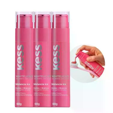 Imagem de Kit 3 Gel Dental Kess Whitedelicious Melância Ice Transparente sem Flúor Uso Diário 3x60g