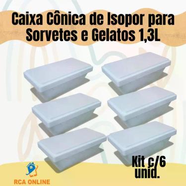 Imagem de 6 Caixas Cônicas de Isopor Eps 1,3 Litros para Sorvetes e Gelatos - Mu