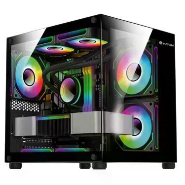 Imagem de Gabinete Gamer Aquario GB1796 Micro-ATX Mini-ITX Vidro Temperado 4x Fans RGB Preto Hayom
