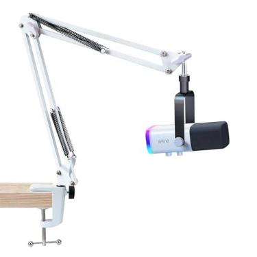 Imagem de SUNMON braço boom branco para fifine am8 - braço boom de microfone compatível com microfone fifine, braço boom de microfone fifine com clipe adaptador de parafuso de 3/8 "a 5/8", braço boom