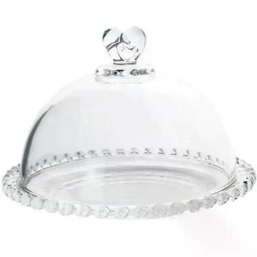 Imagem de Queijeira c/Tampa Cristal Borda Coração Transpar. 19,5x13cm - Lyor