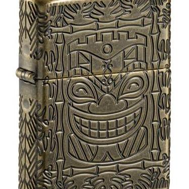 Imagem de Zippo Isqueiro de bolso Tiki Totem Design Armor Antique Brass