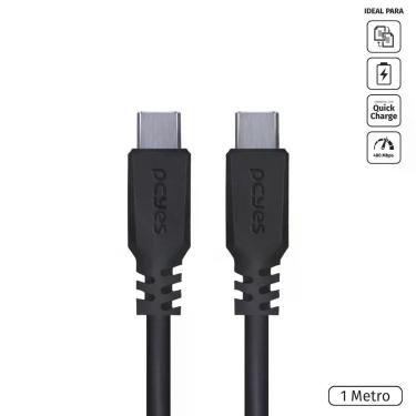 Imagem de Cabo Para Celular Smartphone Usb Tipo C 2.0 Para Usb Tipo C / Type C 2.0 1 Metro Preto - Pucp-01