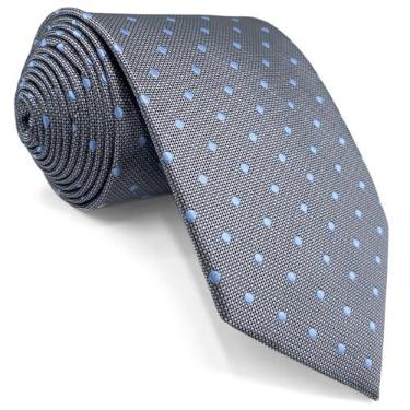 Imagem de S&W SHLAX&WING Gravata masculina cinza azul com pontos gravatas masculinas de seda fina de 6cm