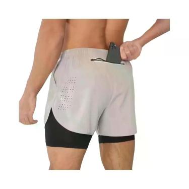 Imagem de Shorts De Treino Masculinos 2 Em 1 De Secagem Rápida Para Corrida E Fi
