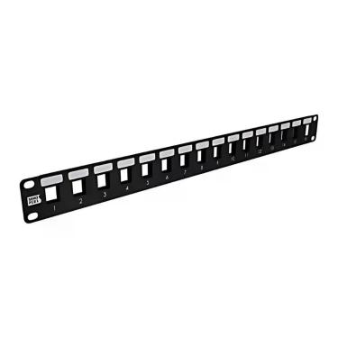 Imagem de Patch Panel Descarregado Sohoplus 16 Posições para Organização de Rede em Aço SAE1020 Preto