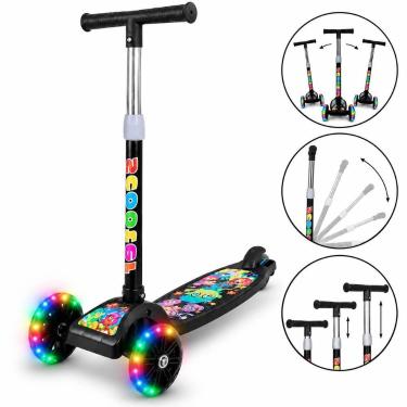 Imagem de Patinete infantil 3 rodas com luzes led dobrável e ajustável menino me