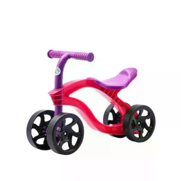 Imagem de Bicicleta de Equilíbrio sem Pedal com 4 Rodas Infantil 1 Ano Assento Anatômico Rosa Unitoys