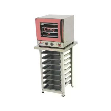 Imagem de Kit Forno Turbo Elétrico Progás PRP-004 Aço Inox 4 Assadeiras Mesa Bancada Rosa 220V