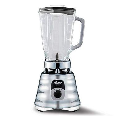 Imagem de Oster Liquidificador cromado original de 3 velocidades, motor 6 vezes mais durável, 10 vezes mais forte, frasco de vidro de 5 xícaras