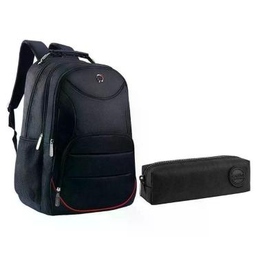 Imagem de Kit Mochila Escolar Notebook Sbfp-6222 E Estojo Académie Preto - Fusec
