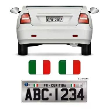 Imagem de Adesivo Par Bandeiras Itália Placa De Carro Moto Resinado - Resitank