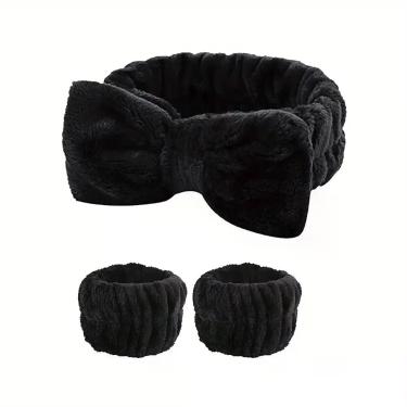 Imagem de Faixa De Cabelo Feminina De Fleece Coral Macio Com Laço Largo, Faixa D