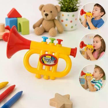 Imagem de Trompete infantil brinquedo instrumento musical educativo flauta saxof