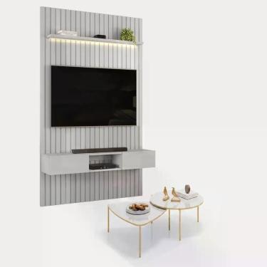 Imagem de Painel Trento143 Ripado com Bancada com Led com Mesa de centro Lina e 