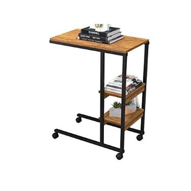 Imagem de Mesa Auxiliar com Rodízio Fit Yescasa Preto/canela